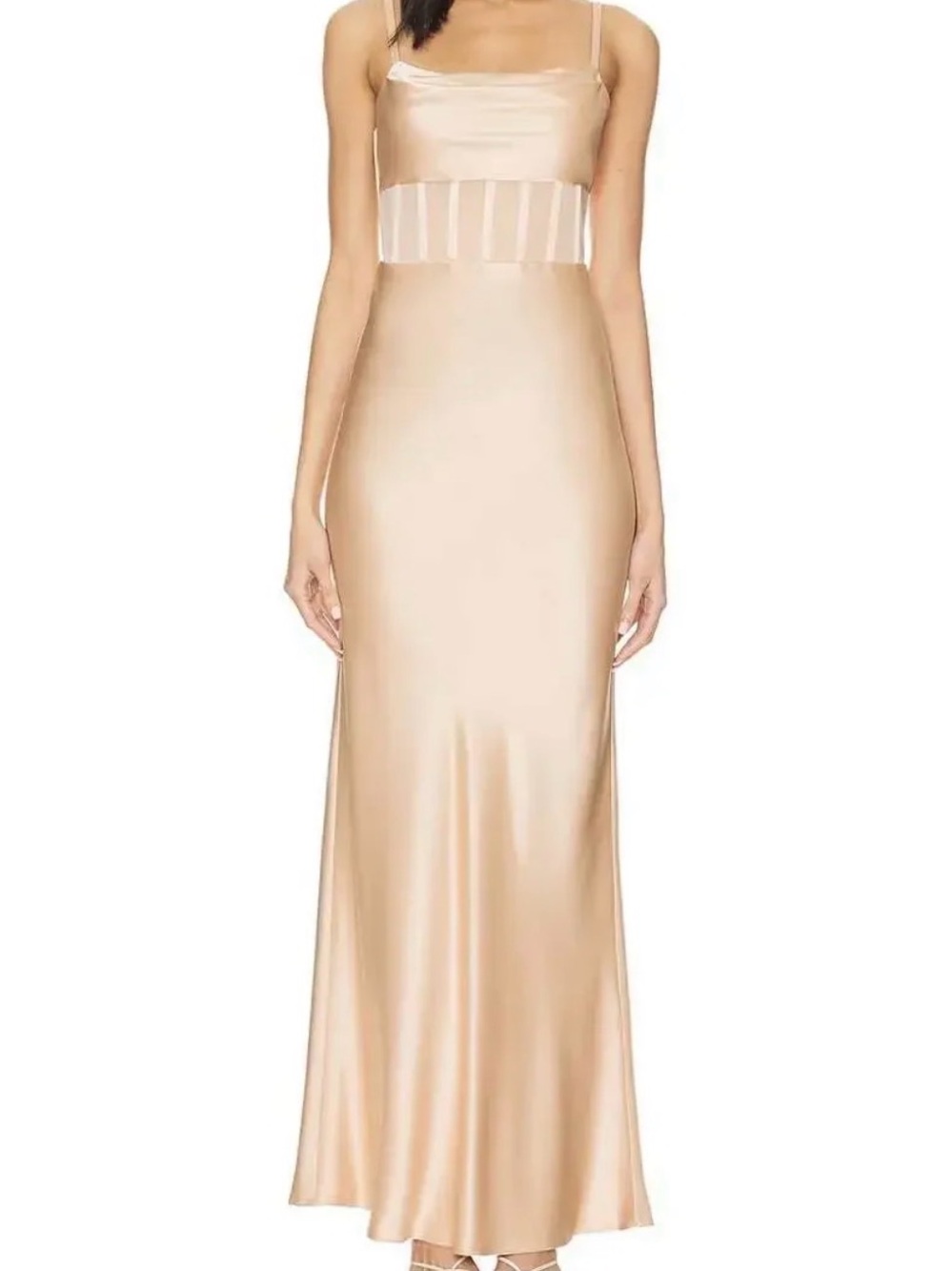 Alice + Olivia Champagne Satin Slip Maxi Dress